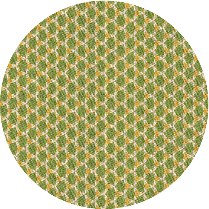 Round Machine Washable Transitional Green Rug, wshpat2545