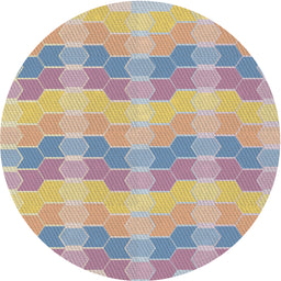 Round Patterned Desert Sand Beige Novelty Rug, pat254