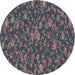 Round Machine Washable Transitional Gunmetal Gray Rug, wshpat2550