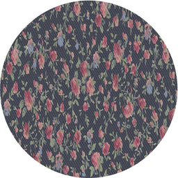 Round Patterned Gunmetal Gray Novelty Rug, pat2550