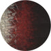 Round Machine Washable Transitional Black Brown Rug, wshpat2554