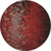 Round Machine Washable Transitional Cherry Red Rug, wshpat2555