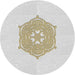 Round Patterned Pearl White Beige Novelty Rug, pat2558