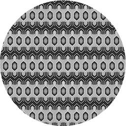 Round Patterned Platinum Silver Gray Novelty Rug, pat2560