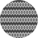 Round Patterned Platinum Silver Gray Novelty Rug, pat2560