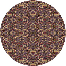 Round Patterned Orange Salmon Pink Novelty Rug, pat2562