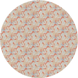 Round Machine Washable Transitional Orange Salmon Pink Rug, wshpat2576