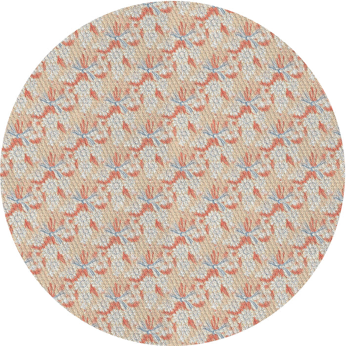 Round Patterned Orange Salmon Pink Novelty Rug, pat2576