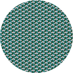 Round Patterned Deep-Sea Green Novelty Rug, pat2577