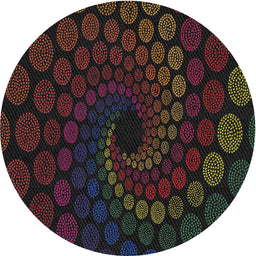 Round Machine Washable Transitional Chocolate Brown Rug, wshpat2580