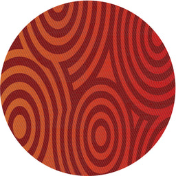 Round Machine Washable Transitional Fire Red Rug, wshpat2585