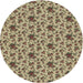 Round Machine Washable Transitional Brown Rug, wshpat2588