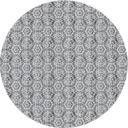 Round Machine Washable Transitional Grey Gray Rug, wshpat2589