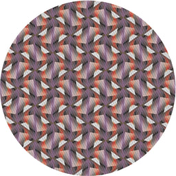 Round Machine Washable Transitional Velvet Maroon Purple Rug, wshpat2593