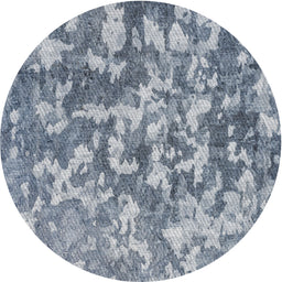 Round Patterned Light Steel Blue Novelty Rug, pat2594