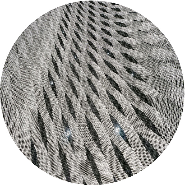 Round Patterned Black Novelty Rug, pat2597