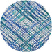 Round Patterned Coral Blue Novelty Rug, pat2598