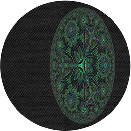 Round Patterned Black Novelty Rug, pat259