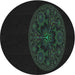 Round Patterned Black Novelty Rug, pat259