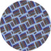 Round Machine Washable Transitional Blue Rug, wshpat25