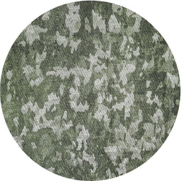 Round Patterned Sage Green Novelty Rug, pat2600