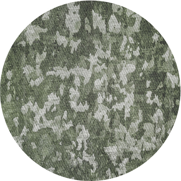 Round Machine Washable Transitional Sage Green Rug, wshpat2600