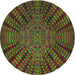 Round Patterned Green Novelty Rug, pat2604