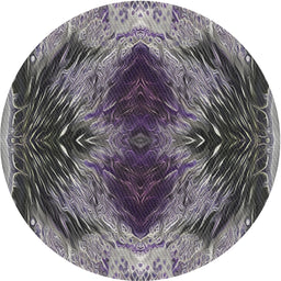 Round Patterned Dark Gray Novelty Rug, pat2606