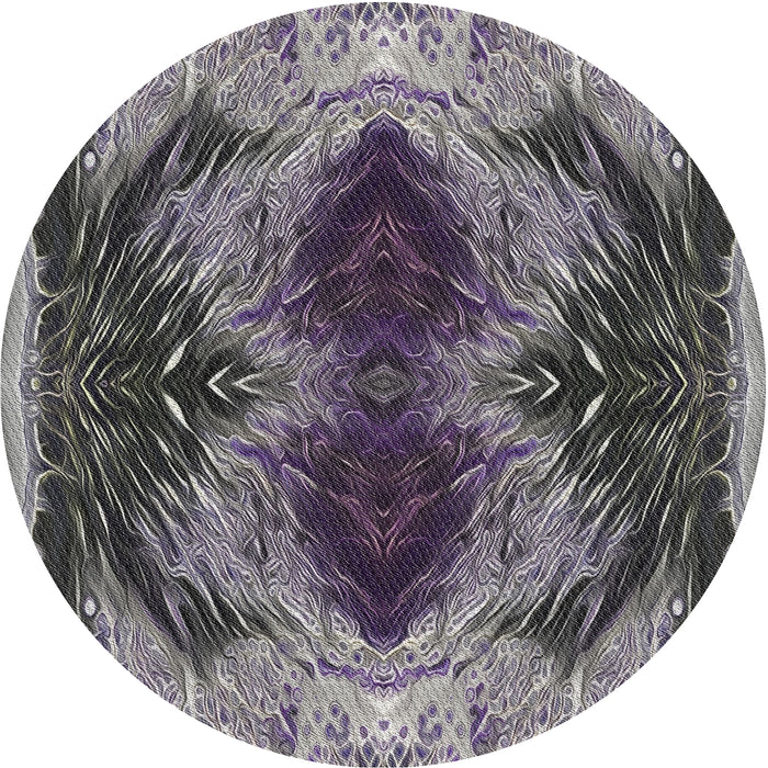 Round Patterned Dark Gray Novelty Rug, pat2606