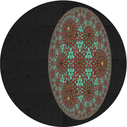 Round Patterned Black Novelty Rug, pat260
