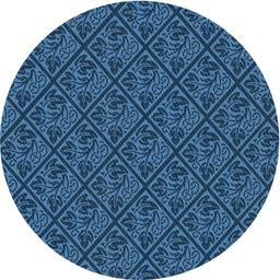 Round Patterned Blue Novelty Rug, pat2610