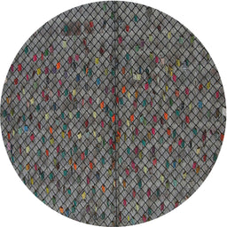 Round Machine Washable Transitional Gunmetal Gray Rug, wshpat2611