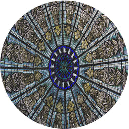 Round Patterned Dark Gray Novelty Rug, pat2612