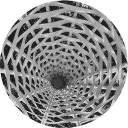Round Patterned Silver Gray Novelty Rug, pat2613