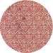 Round Patterned Red Novelty Rug, pat2614