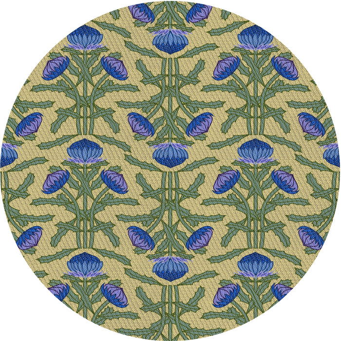 Round Patterned Light Black Novelty Rug, pat2619