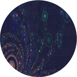 Round Patterned Blue Novelty Rug, pat261