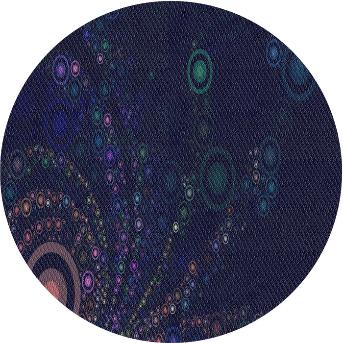 Round Machine Washable Transitional Night Blue Rug, wshpat261