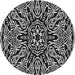 Round Patterned Black Novelty Rug, pat2623