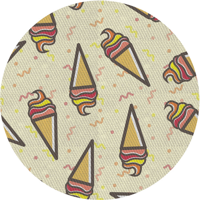 Round Patterned Brown Novelty Rug, pat2625