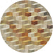 Round Machine Washable Transitional Sienna Brown Rug, wshpat262