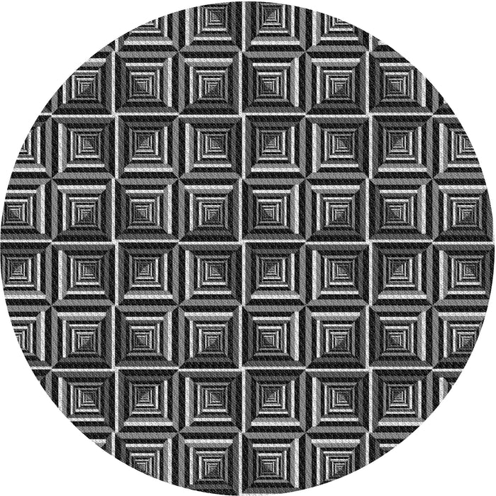 Round Machine Washable Transitional Dark Gray Rug, wshpat2633
