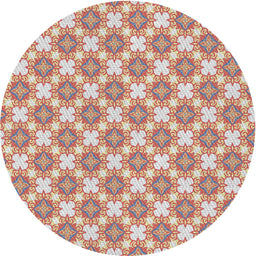 Round Machine Washable Transitional Cherry Red Rug, wshpat2635