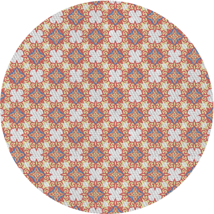 Round Patterned Cherry Red Novelty Rug, pat2635
