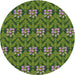 Round Machine Washable Transitional Dark Forest Green Rug, wshpat2636