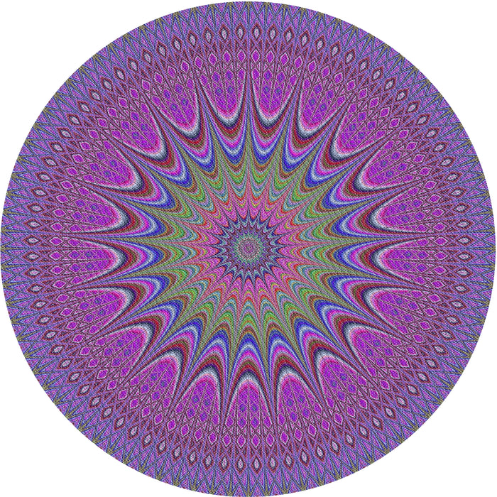 Round Machine Washable Transitional Lavender Purple Rug, wshpat263