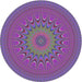 Round Machine Washable Transitional Lavender Purple Rug, wshpat263