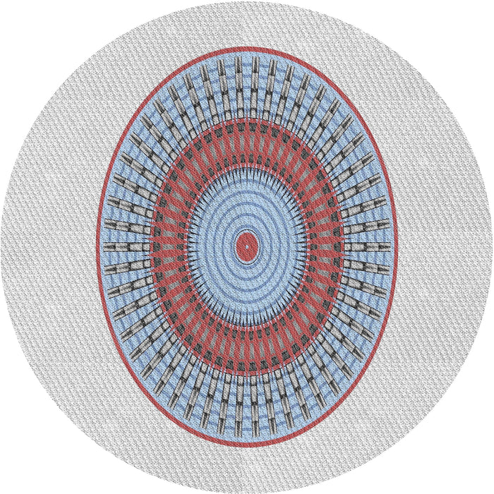 Round Patterned Water Blue Novelty Rug, pat2640