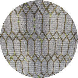 Round Patterned Carbon Gray Novelty Rug, pat2641
