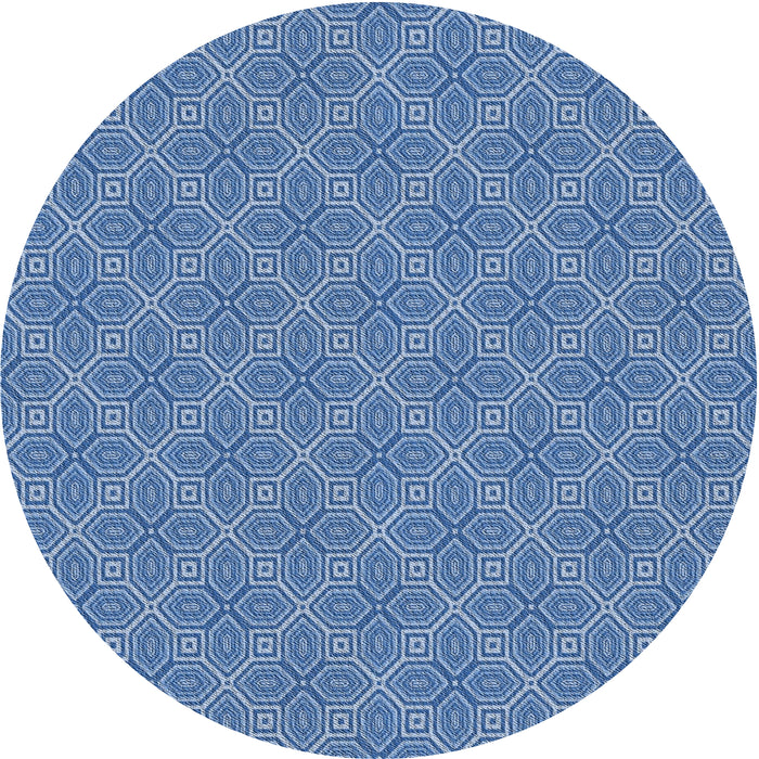 Round Patterned Denim Blue Novelty Rug, pat2644